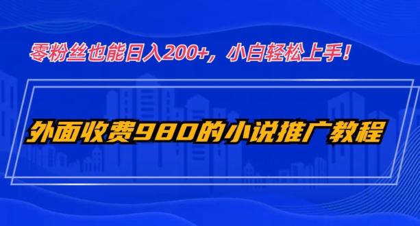 外面收费980的小说推广教程：零粉丝也能日入200+，小白轻松上手！-小鹏项目网