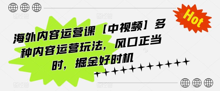 海外内容运营课【中视频】多种内容运营玩法，风口正当时，掘金好时机-小鹏项目网