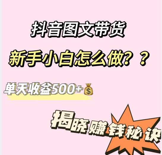 抖音图文带货，新手小白怎么做？单天收益500+【揭秘赚钱秘诀】-小鹏项目网