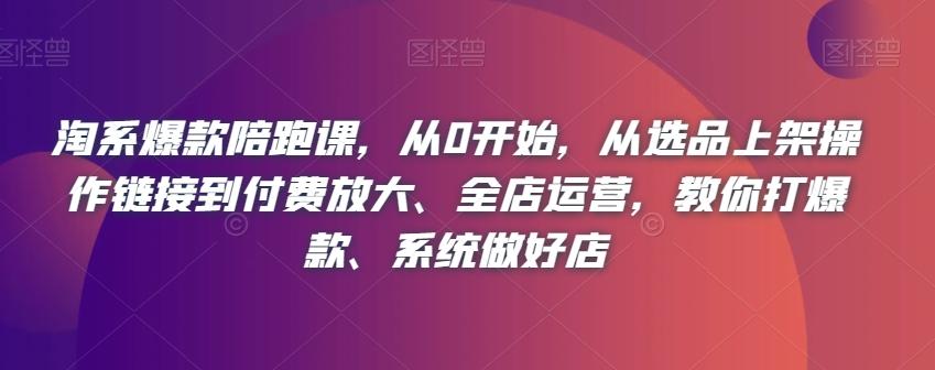 淘系爆款陪跑课，从0开始，从选品上架操作链接到付费放大、全店运营，教你打爆款、系统做好店-小鹏项目网