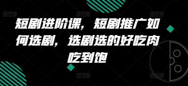短剧进阶课，短剧推广如何选剧，选剧选的好吃肉吃到饱-小鹏项目网