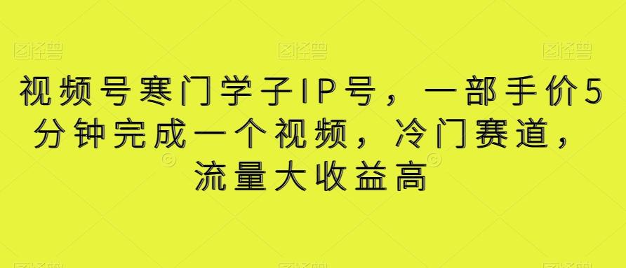 视频号寒门学子IP号，一部手价5分钟完成一个视频，冷门赛道，流量大收益高【揭秘】-小鹏项目网
