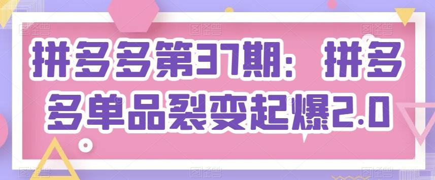 拼多多第37期：拼多多单品裂变起爆2.0-小鹏项目网