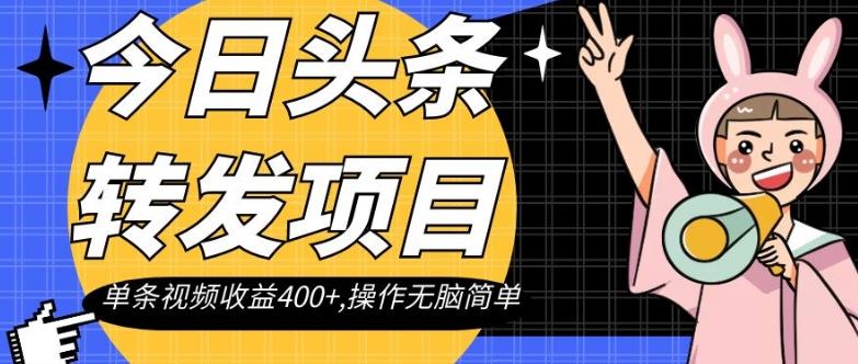 今日头条转发项目，单条视频收益400+,操作无脑简单【揭秘】-小鹏项目网