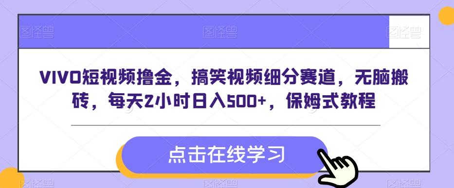 VIVO短视频撸金，搞笑视频细分赛道，无脑搬砖，每天2小时日入500+，保姆式教程-小鹏项目网