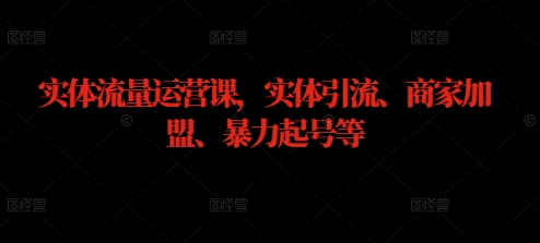 实体流量运营课，实体引流、商家加盟、暴力起号等-小鹏项目网
