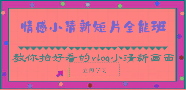 情感小清新短片全能班-教你拍好看的vlog小清新画面(30节课)-小鹏项目网