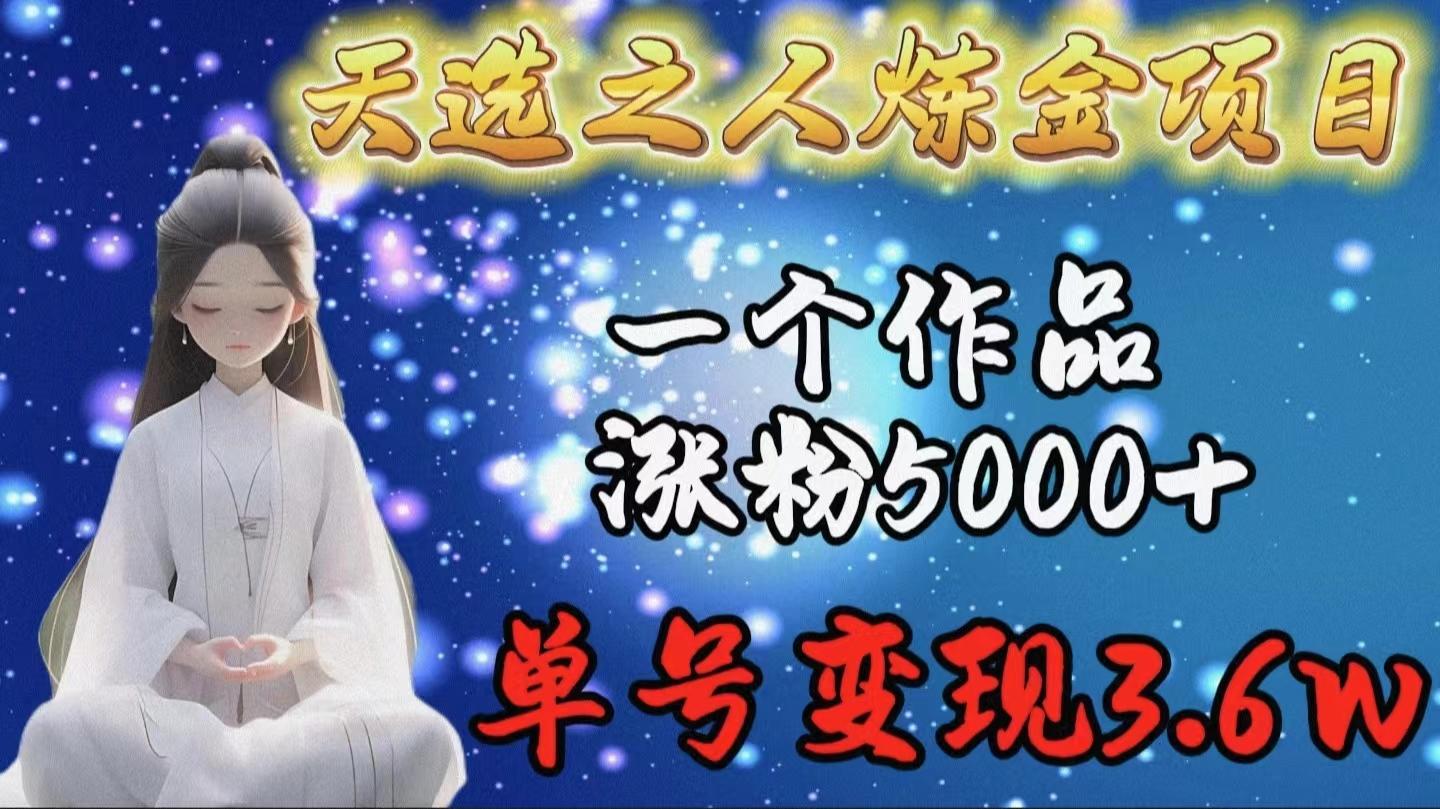 (9693期)天选之人炼金项目，一个作品涨粉5000+，单号变现3.6w-小鹏项目网