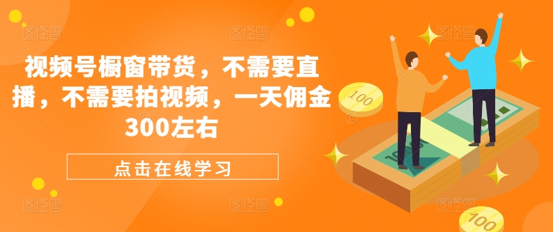 视频号橱窗带货，不需要直播，不需要拍视频，一天佣金300左右-小鹏项目网