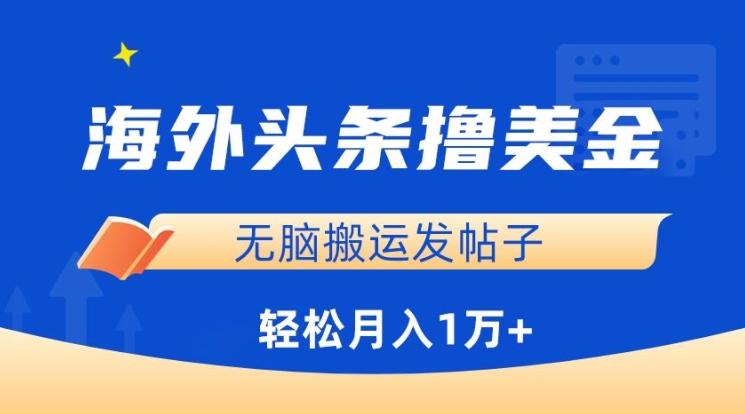 海外头条撸美金，无脑搬运发帖子，月入1万+，小白轻松掌握【揭秘】-小鹏项目网
