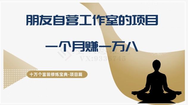 十万个富翁修炼宝典之16.朋友自营工作室的项目，一个月赚一万八-小鹏项目网