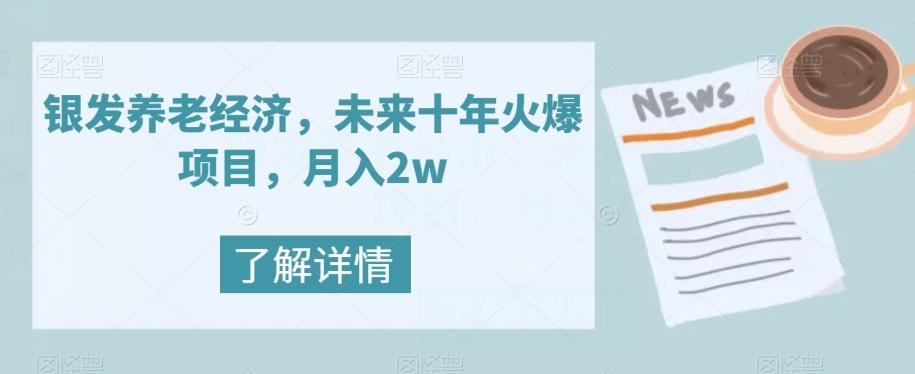 银发养老经济，未来十年火爆项目，月入2w【揭秘】-小鹏项目网