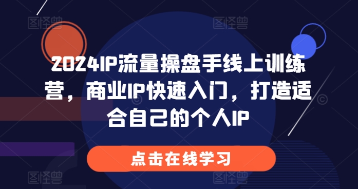2024IP流量操盘手线上训练营，商业IP快速入门，打造适合自己的个人IP-小鹏项目网