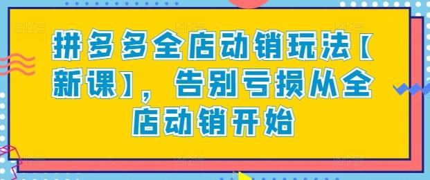 拼多多全店动销玩法【新课】，告别亏损从全店动销开始-小鹏项目网