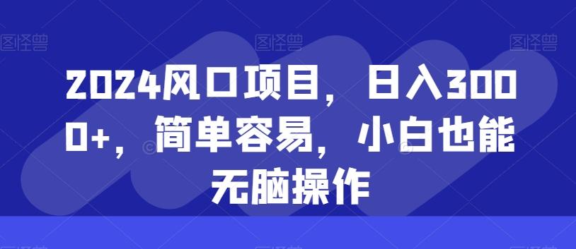 2024风口项目，日入3000+，简单容易，小白也能无脑操作-小鹏项目网
