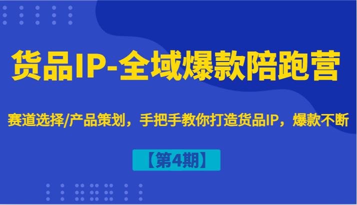 货品IP-全域爆款陪跑营【第4期】赛道选择/产品策划，手把手教你打造货品IP，爆款不断-小鹏项目网