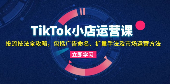TikTok小店运营课：投流技法全攻略，包括广告命名 扩量手法及市场运营方法-小鹏项目网