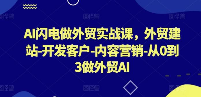AI闪电做外贸实战课，​外贸建站-开发客户-内容营销-从0到3做外贸AI-小鹏项目网