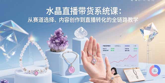 水晶直播带货系统课：从赛道选择、内容创作到直播转化的全链路教学-小鹏项目网