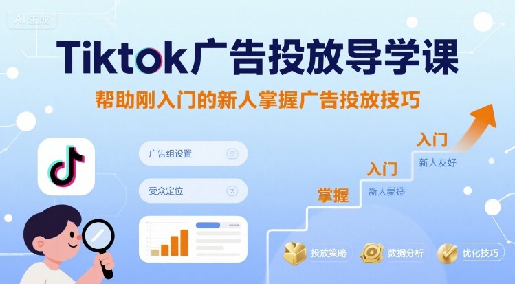 Tiktok广告投放导学课，帮助刚入门的新人掌握广告投放技巧-小鹏项目网