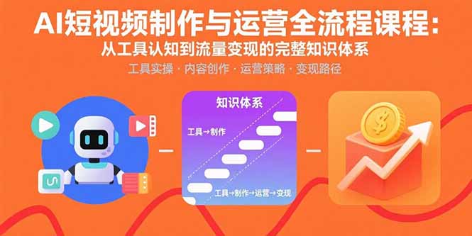 AI短视频制作与运营全流程课程：从工具认知到流量变现的完整知识体系-小鹏项目网