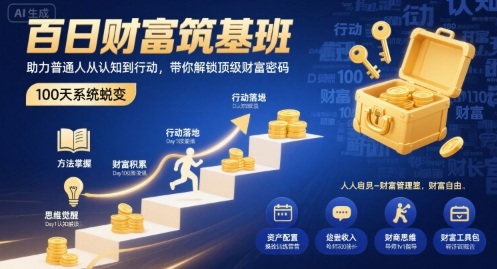 百日财富筑基班，助力普通人从认知到行动，带你解锁顶级财富密码-小鹏项目网