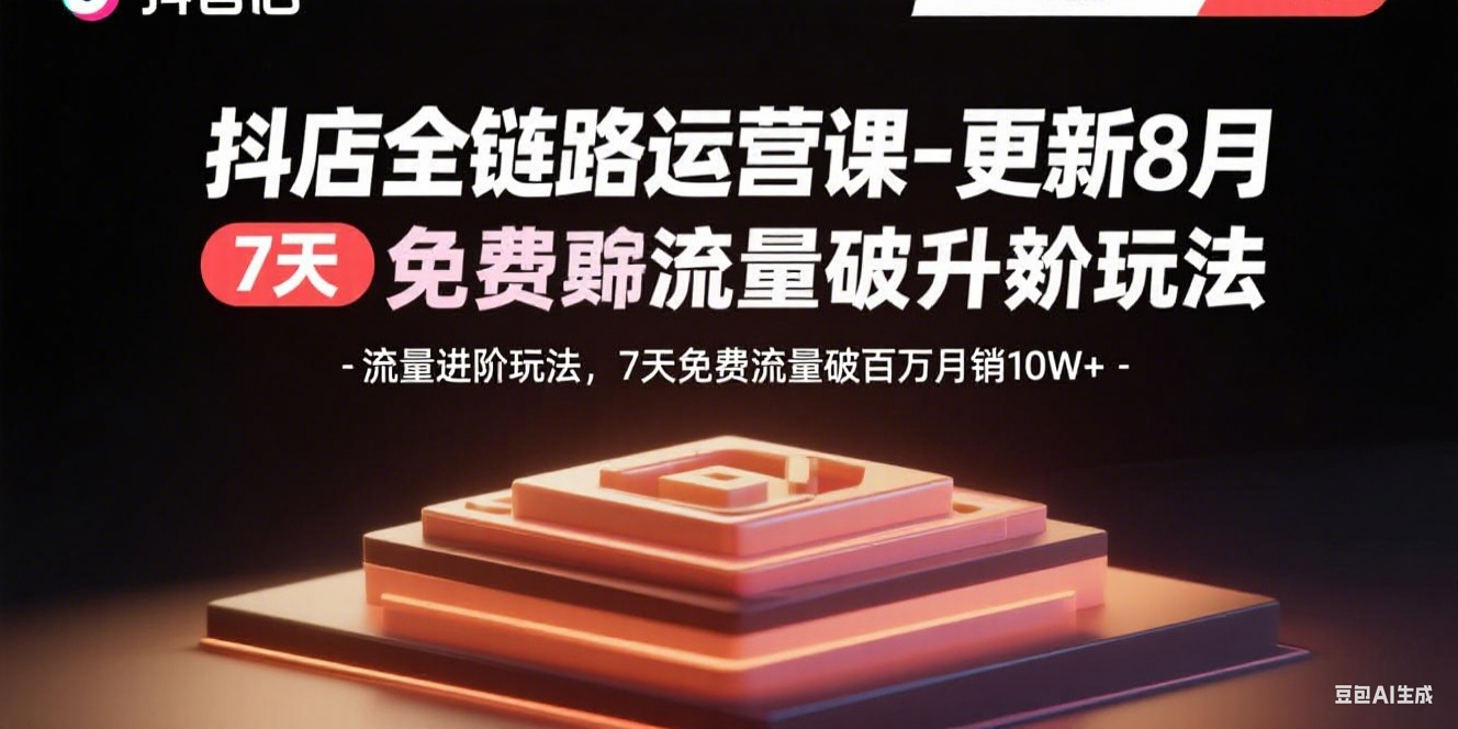 抖店全链路运营课-更新8月：流量进阶玩法，7天免费流量破百万月销10W+-小鹏项目网