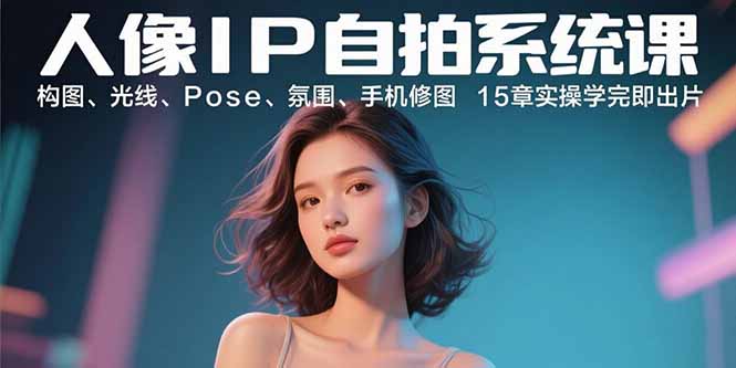 人像IP自拍系统课：构图、光线、Pose、氛围、手机修图 15章实操学完即出片-小鹏项目网