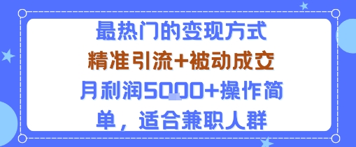 小众赛道玩法：当下最热门的变现方式，精准引流+被动成交月利润5k+操作简单，适合兼职人群-小鹏项目网