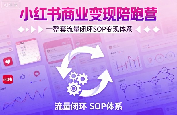 小红书商业变现陪跑营，轻IP矩阵 私域获客 聚光投流，一整套流量闭环SOP变现体系-小鹏项目网