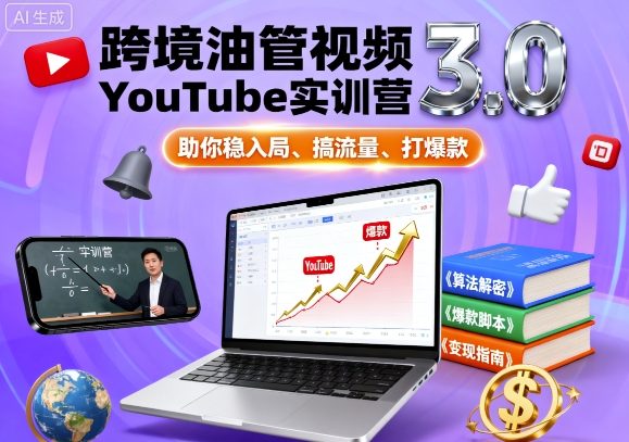 跨境油管视频YouTube实训营3.0，助你稳入局、搞流量、打爆款-小鹏项目网