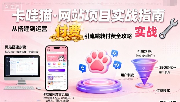 卡哇猫·网站项目，网站搭建与运营以及引流跳转付费-小鹏项目网