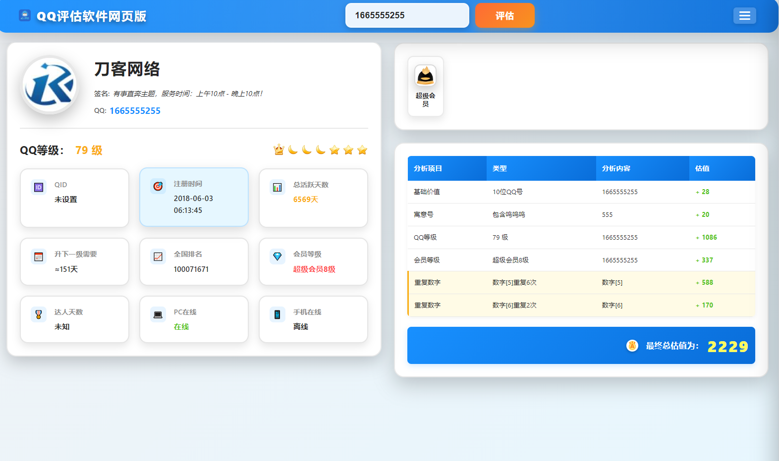 QQ在线评估工具系统源码含接口-小鹏项目网