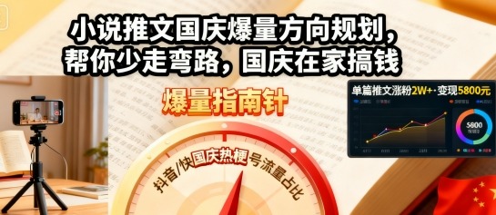 小说推文国庆爆量方向规划，帮你少走弯路，国庆在家搞钱-小鹏项目网