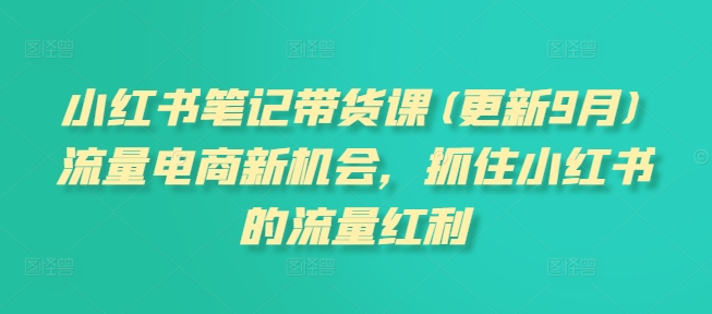 小红书笔记带货课(更新25年9月)流量电商新机会，抓住小红书的流量红利-小鹏项目网