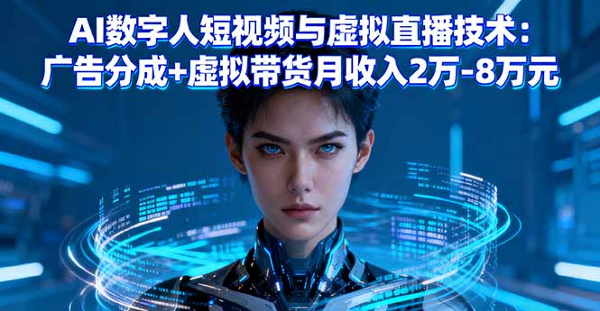 AI数字人短视频与虚拟直播技术：广告分成+虚拟带货月收入2万-8万元-小鹏项目网