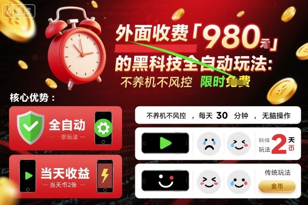 外面收费980的黑科技全自动玩法，不养机不风控，每天30分钟，无脑操作，当天收益2张【揭秘】-小鹏项目网