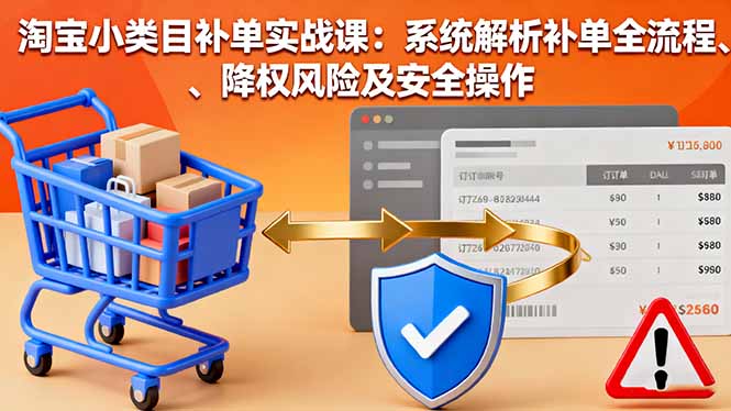 淘宝小类目补单实战课：系统解析补单全流程、降权风险及安全操作-小鹏项目网