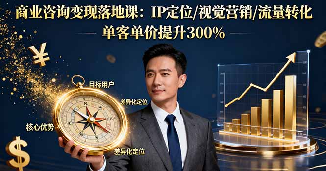商业咨询变现落地课：IP定位/视觉营销/流量转化，单客单价提升300%-小鹏项目网