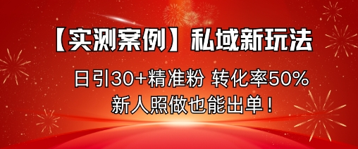 【实测案例】私域新玩法，日引30+精准粉，转化率50%，新人照做也能出单！-小鹏项目网