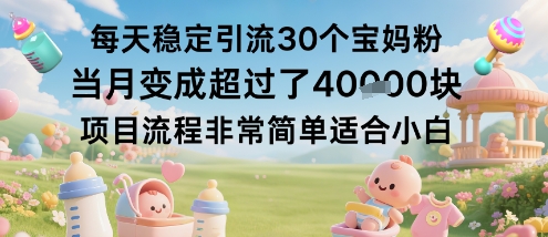 每天稳定引流30个宝妈粉当月变成超过了1W+项目流程非常简单适合小白-小鹏项目网