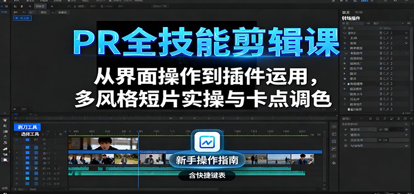 PR全技能剪辑课：从界面操作到插件运用，多风格短片实操与卡点调色-小鹏项目网