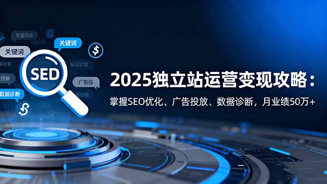 2025独立站运营变现攻略：掌握SEO优化、广告投放、数据诊断，月业绩50万+-小鹏项目网