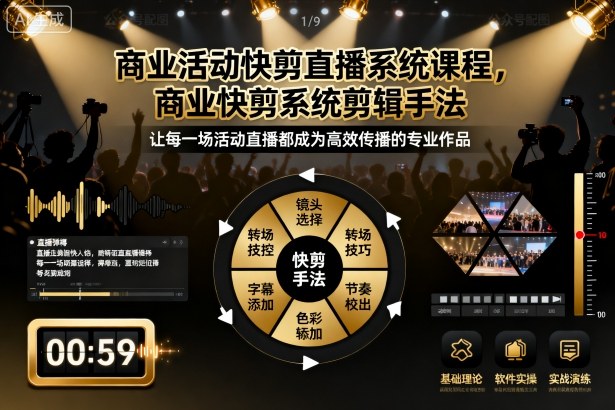 商业活动快剪直播系统课程，商业快剪系统剪辑手法-小鹏项目网