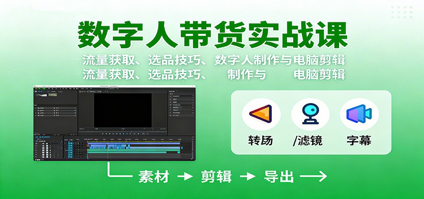 数字人变现实战课：流量获取、选品技巧、数字人制作与电脑剪辑-小鹏项目网