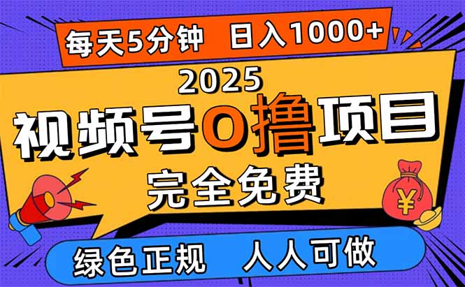 2025视频号0撸项目，5分钟一个号，日入1000+，人人可做-小鹏项目网