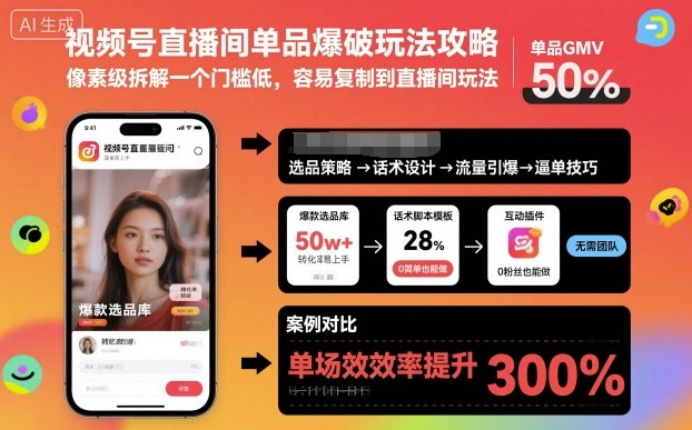 视频号直播间单品爆破玩法攻略，像素级拆解一个门槛低，容易复制到直播间玩法-小鹏项目网