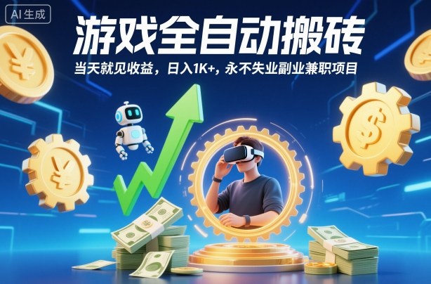 游戏全自动搬砖，当天就见收益，日入1K+，永不失业副业兼职项目【揭秘】-小鹏项目网
