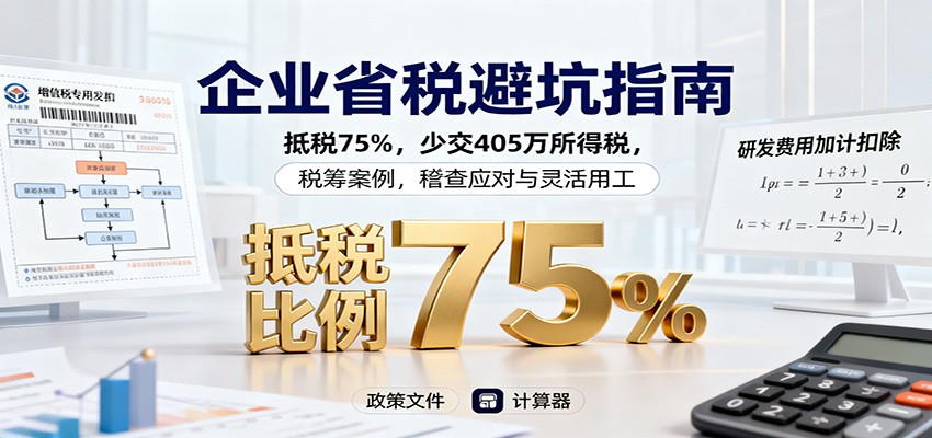 企业省税避坑指南：抵税75%，少交405万所得税，税筹案例，稽查应对与灵活用工-小鹏项目网