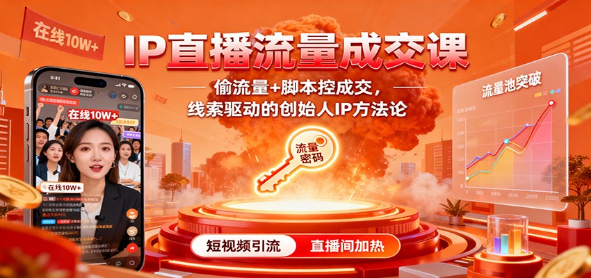 IP直播流量成交课：偷流量+脚本控成交，线索驱动的创始人IP方法论-小鹏项目网